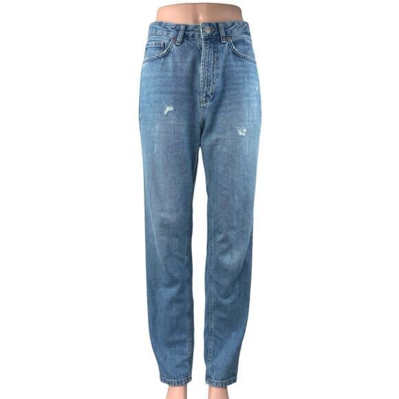 Urban Outfitters BDG Blue Straight Leg High Waist Distressed Mom Denim Jeans 27 - Picture 1 of 5